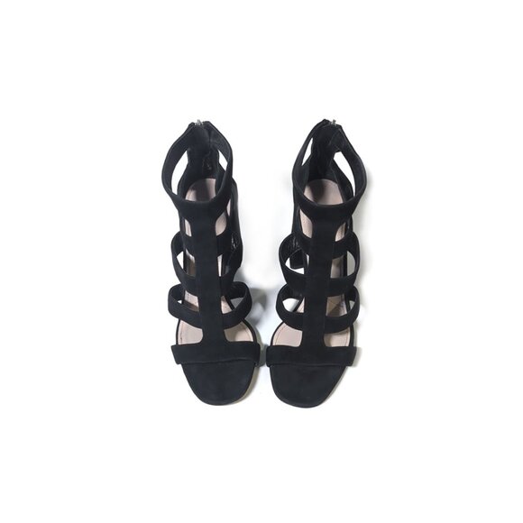 PRADA Shoes 39.5 | 9 US Womens Caged Block Heels Black Suede 85mm - Picture 2 of 8